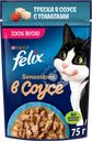 Корм влажный для взрослых кошек FELIX Sensations Треска в соусе с томатами, 75г
