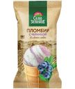 Мороженое Село Зелёное пломбир с черникой в вафельном стаканчике 15%, 70г