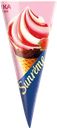 Мороженое SUNREME Клубника со сливками 10,8%, без змж, вафельный рожок