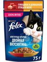 Влажный корм для кошек Felix Двойная вкуснятина с говядиной и домашней птицей в желе, 75г