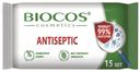 Салфетки влажные Biocos Antiseptic антисептические 15 шт