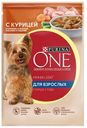 Корм для взрослых собак PURINA® ONE Мини курица-морковь-фасоль, 85г
