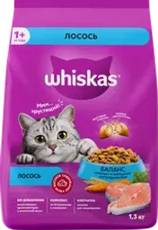 Корм сухой для взрослых кошек WHISKAS с лососем
