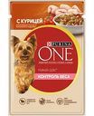 Корм для собак мелких пород Контроль веса Purina One с курицей, коричневым рисом и томатами в подливе, 85 г