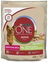 Сухой корм Purina ONE с индейкой и рисом повседневный для собак мелких пород 600 г
