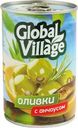 Оливки Global Village зеленые с анчоусом 300г
