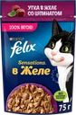 Корм влажный для взрослых кошек FELIX Sensations Утка со шпинатом в желе