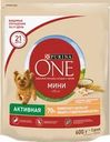 Корм сухой для взрослых собак PURINA ONE Mini Активная Курица и рис, 600г