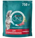 Сухой корм для стерилизованных кошек Purina One говядина, 750г