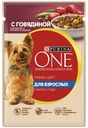 Корм для собак Purina ONE Мини С влажный с говядиной картофелем и горохом в подливе, 85 г