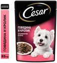 Консервированный корм для собак Cesar с говядиной кроликом и шпинатом в соусе, 85 г