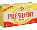 Масло кислосливочное President несолёное 82%, 360г