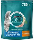 Сухой корм для кошек старше 11 лет Purina One курица, 750г