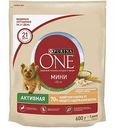 Сухой корм для взрослых собак мини пород Purina One Активная с высоким содержанием курицы и с рисом, 600 г