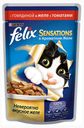 Корм Felix Sensation для кошек, с говядиной в желе с томатами, 85 г