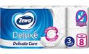 Туалетная бумага Zewa Deluxe белая 3 слоя, 8 рулонов