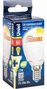 Лампа светодиодная Uniel Dimmable Е14 3000K тёплый белый свет, груша A60, 6 Вт