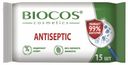 Салфетки влажные Biocos Antiseptic антисептические 15 шт