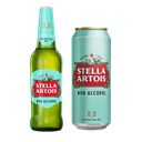 Пиво STELLA ARTOIS безалкогольное, светлое, фильтрованное: банка 0,45 л/стекло, 0,44 л