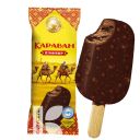 Мороженое КАРАВАН эскимо Пломбир шоколадный с шоколадной начинкой в глазури с добавлением сахарной вафельной крошки 12% 70г