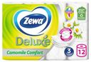 Бумага туалетная Zewa Deluxe Ромашка, 3 слоя, 12 рулонов