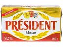 Масло сливочное President несолёное 82%, 180г