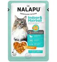 Влажный корм для кошек Nalapu Indoor & Hairball выведение шерсти из ЖКТ курица в желе, 77г