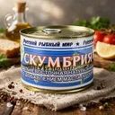 Скумбрия натуральная дальневосточная, Русский Рыбный Мир, 250 г