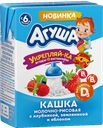 Каша Агуша молочная рисовая с клубникой, земляникой и яблоком с 6 месяцев, 200 мл