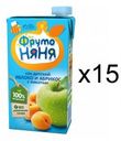Сок из яблок и абрикосов «ФрутоНяня», с 3-х лет, 500 мл (15 шт)