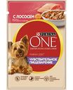 Влажный корм для собак мини пород с чувствительным пищеварением Purina One с лососем, рисом и морковью в подливе, 85 г