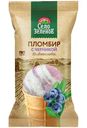 Мороженое Село Зелёное пломбир с черникой в вафельном стаканчике 15%, 70г