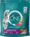 Корм сухой для кошек PURINA ONE с уткой и печенью, для привередливых к вкусу, 750г