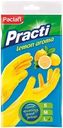 Перчатки хозяйственные PACLAN Practi, с ароматом лимона, размер L, резиновые, желтые
