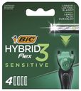 Кассеты для бритвенного станка Bic Flex Hybrid Сенситив 3 лезвия 4 шт