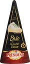 Сыр мягкий PRESIDENT Brie Double Cream с белой плесенью 73%, без змж, 200г