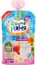 Пюре ФрутоНяня Яблоко, груша, банан, персик с йогуртом, с 6 месяцев, 90 г