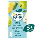 Сок ФрутоНяня яблочно-грушевый с мякотью, 200мл