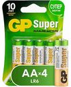 Батарейки алкалиновые GP Super AA/R6/LR6 в блистере, 4 шт.