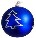 Ёлочное украшение Шар синий с серебристым рисунком в ассортименте, 8см