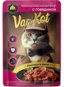 Корм влажный Van Kot Ломтики в желе с говядиной для кошек полнорационный 75г