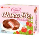 Печенье Choco Pie, клубника, Lotte, 336 г