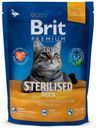 Корм для стерилизованных и кастрированных котов Brit Premium утка, 800 г