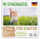 Подгузники дышащие ультратонкие Synergetic Pure&Nature 3 Midi (4-9 кг), 49 шт