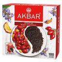 Чай черный AKBAR яблоко-шиповник, 100 пакетиков