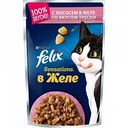 Корм для кошек Felix Sensations с лососем в желе со вкусом трески, 85 г