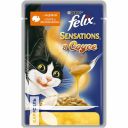 Влажный корм FELIX SENSATIONS для взрослых кошек с индейкой в соусе со вкусом бекона, 85 г