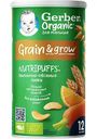 Снеки пшенично-овсяные Gerber Organic NutriPuffs с морковью и апельсином, с 12 месяцев, 35 г