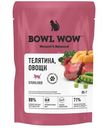 Корм Bowl Wow кусочки в соусе с телятиной и овощами консервированный полнорационный для стерилизованных кошек, 85г