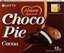 Пирожное LOTTE Choco Pie cacao бисквитное в шоколадной глазури, 12х28г